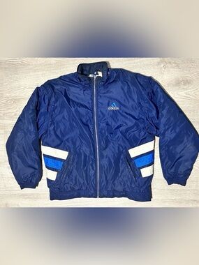Vintage 2000s Y2K adidas Men’s Navy Blue Jacket